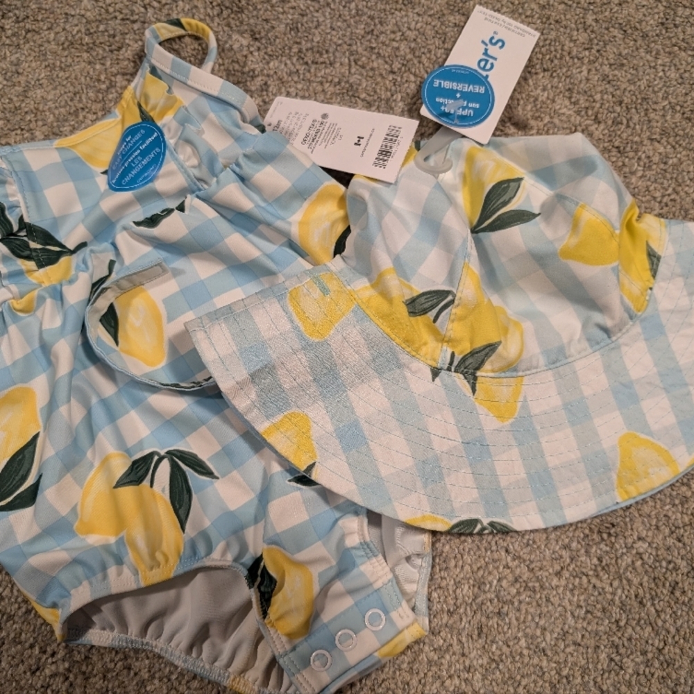 Carters  Baby Blue Lemon Print Hat